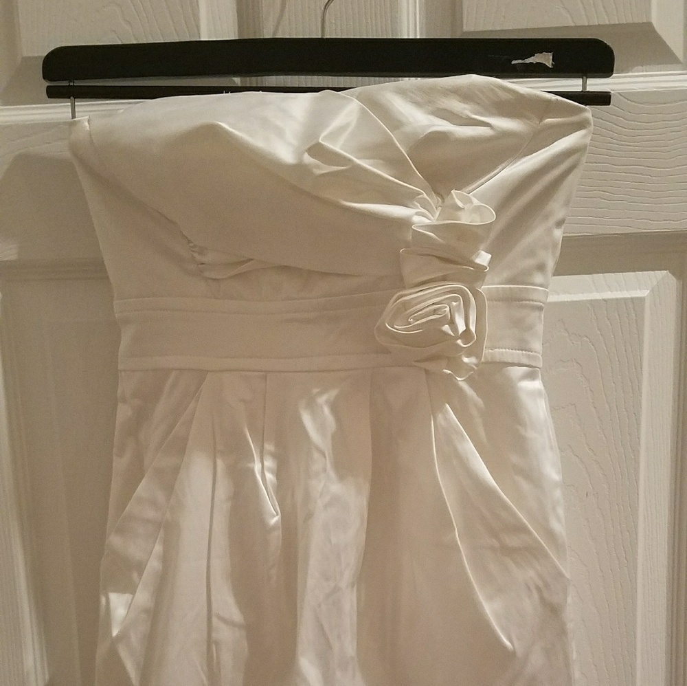 Short white silk dress